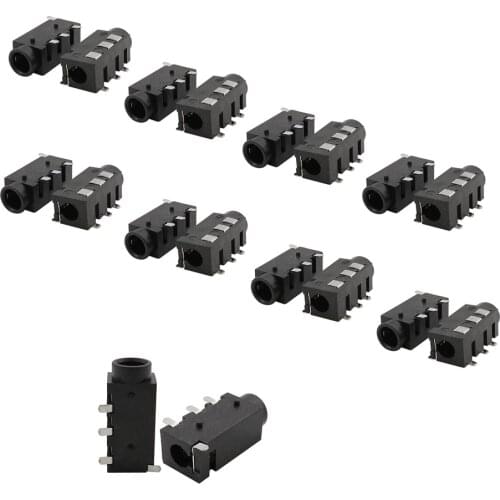 10Pcs PJ-320D 3.5 mm 4 Pin Female Socket Jack Black 3.5mm Audio Jack SMD Headphone Audio Interface Connector