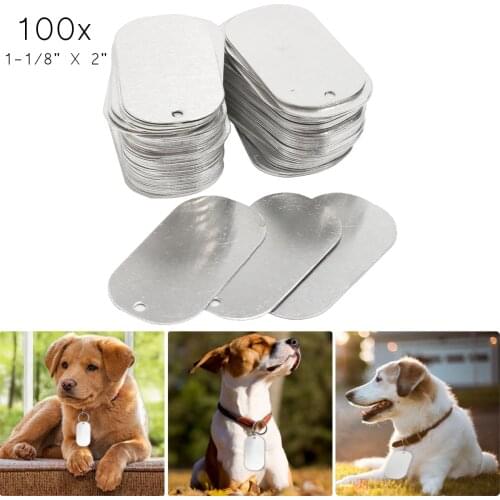 100Pcs/lot Personalized Blank Dog ID Tag Customized Dog Name Tag Phone Pet ID Tags Dog Cat Pet Tag Aluminum
