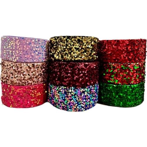20 yards/lot) Hair bows fabric 3 inch 75mm velvet sequin ribbon