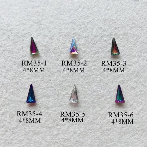 30pcs/bag Cute High Quality 4*8MM Opal Color Point-Back Triangle Shape Crystal Gem Stone Nail Art Gem RM35