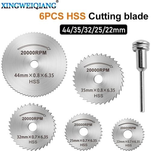 6pcs mini HSS rotary saw blade tool for metal cutting tool wood cutting disc drill shaft cutting