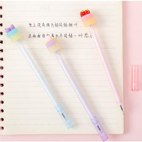 8 Pcs Student Creative Fruit Cake Transparent Rod Gel Pen Black Student Gel Pen Wholesale