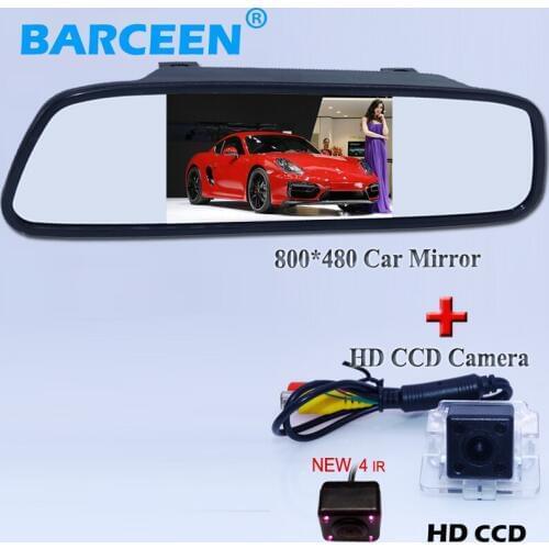 2 in 1 car reversing set include 4.3" car rear mirror monitor with car parking camera bring hd ccd 4 ir for Mitsubishi Outlander