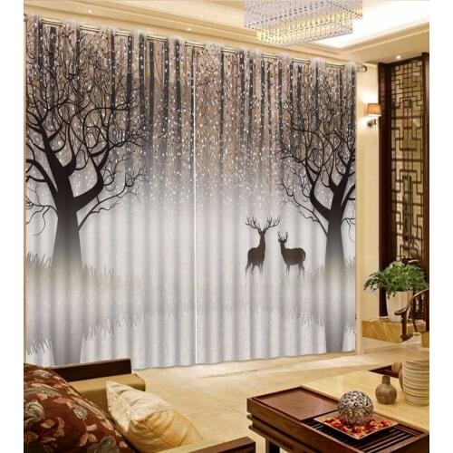 Black and White Bedroom Curtains European Photo Printed 3D Window Curtain Blackout simple Cotinas Drapes