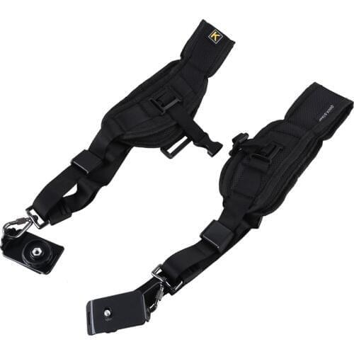 Black Double Dual Camera Shoulder Strap Quick Rapid Sling Camera Belt Adjustment for Canon for 2 Cameras Digital DSLR Strap