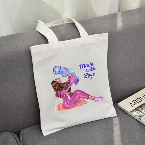 Elegant Summer New Women Casual Harajuku Canvas High Capacity Printing Art Funny Fashion Vintage MOM Shoulder Bags Gift for Lady