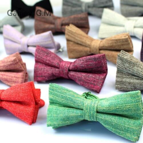 Cotton Mens Bowtie 6cm Solid Bow Ties For Men Wedding Party Shirt Dress Accessories Gifts Gravata Cravate Adjustable Ties