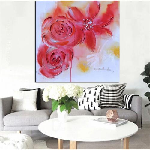 HD Print Watercolor Minimalist Red Artist Abstract Flower Oil Painting on Canvas Wall Picture for Living Room Sofa Cuadros Decor