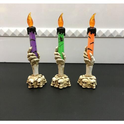 HOT Halloween Skeleton Ghost Hand candle Flameless Electronic Wedding Candles Decorative Led wax Candle Light Valentines day