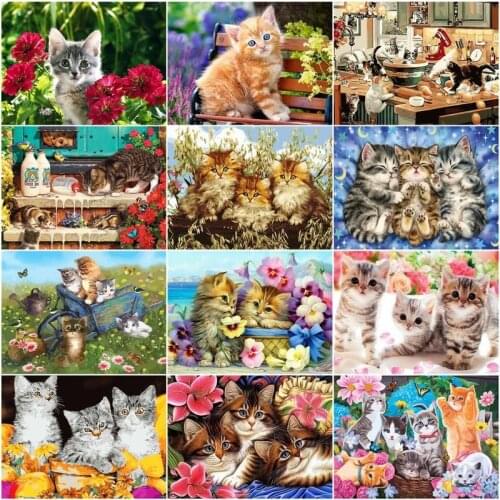 GATYZTORY 60x75cm Frame Painting By Numbers Flowers Cat Animal For Adults Children Wall Art Pictures Home Decoration DIY Gift