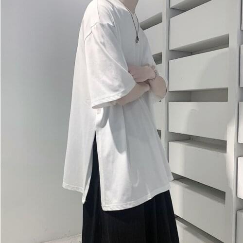 Summer Short-sleeved T-shirt Mens Fashion Black White Casual T Shirt Men Streetwear Loose Hip-hop Oversize Tshirt Mens Tops