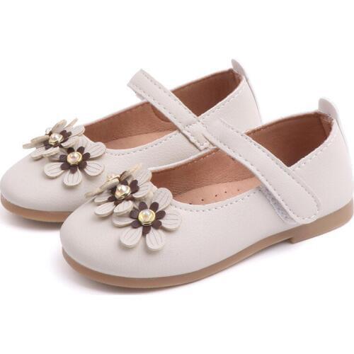 Little Baby Girls Leather Shoes Kids Princess Shoes For Wedding Party Flower Soft bottom Single Shoes Girls Pink Beige Black