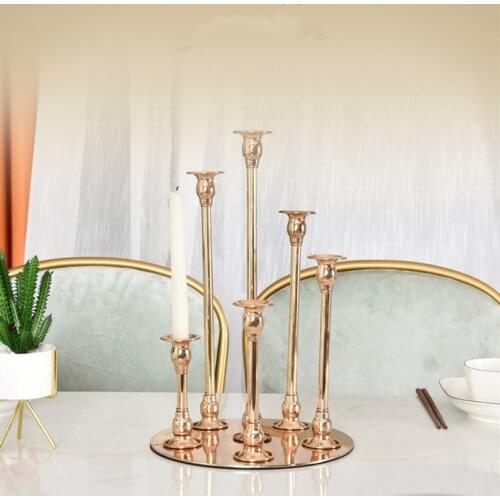 6 Heads/ Arms Metal Candlesticks Candle Holders Wedding Table Centerpieces Stand Candelabrum Luxury Christmas Home Party Decor