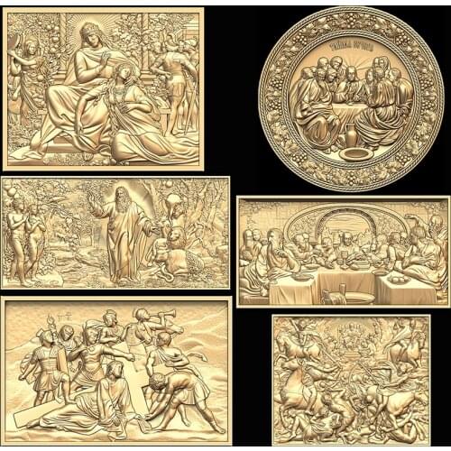 6pcs Religion Jesus 3d STL Model for CNC Router 3D Printer STL format Artcam Aspire_The Last Supper/Crucifixion