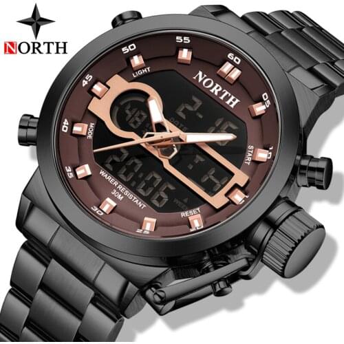 NORTH Luxury Brand Watch Men Fashion Casual Quartz Watches Men Stainless Steel Waterproof Sport Military Watch Relogio Masculino