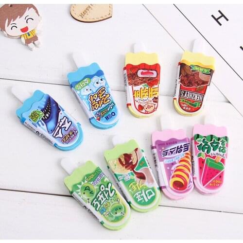 New Fruit Popsicle Eraser Children Students Learning Stationery Creative Cute Prizes Holiday Gift Pencil Eraser School Supplies