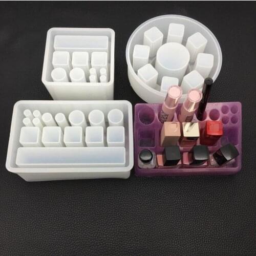 Diy crystal Epoxy mold square square lipstick storage box round handmade mirror jewelry