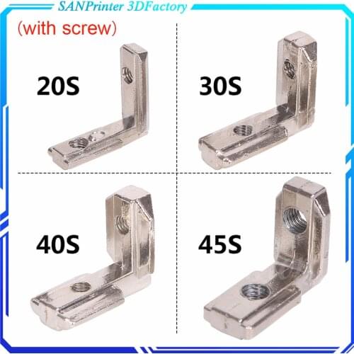 T Slot L Shape Aluminum Angle bracket Corner Interior Joint Brackets with Gurb screws for 2020 3030 4040 4545 Aluminum Profile