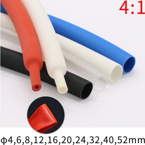 1.22M 12mm Diameter PE 4:1 Ratio Heat Shrinking Tube Adhesive Lined Dual Wall With Thick Glue Wire Wrap Waterproof Cable Sleeve