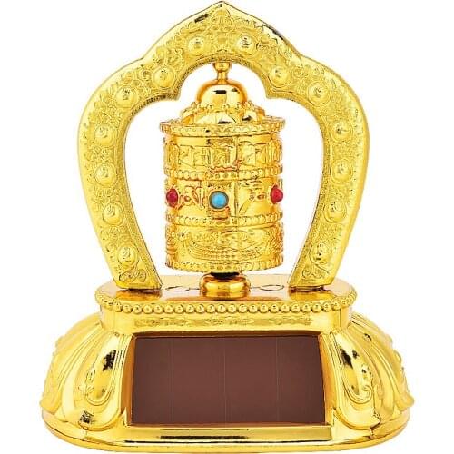 Tibetan Tibet Buddhist Solar Energy Spinning Prayer Wheel for Car Interior Decoration