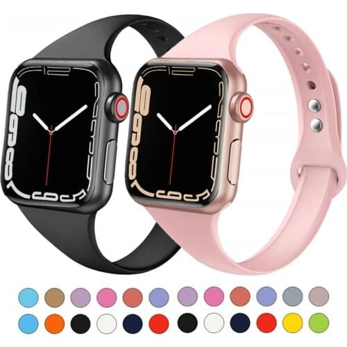 Slim Band for Apple watch strap 38mm 44mm soft Silicone wrsit belt correa bracelet iWatch 6 4 3 se 5 40mm 42mm band