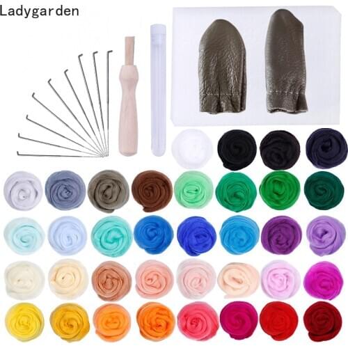 50PCS 36 Colors 5g Pure Australian Wool Felt Wool Fiber Wool Felt for DIY Needlework Wooden Handles Leather Finger Cots