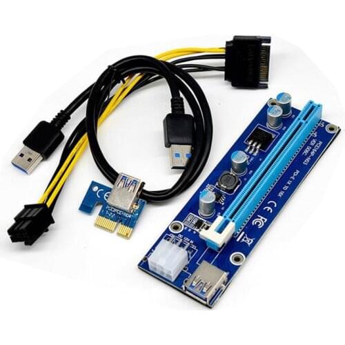 PCI-E 1X to 16X Riser Card Extender with PCIe 6Pin Connector for Miner