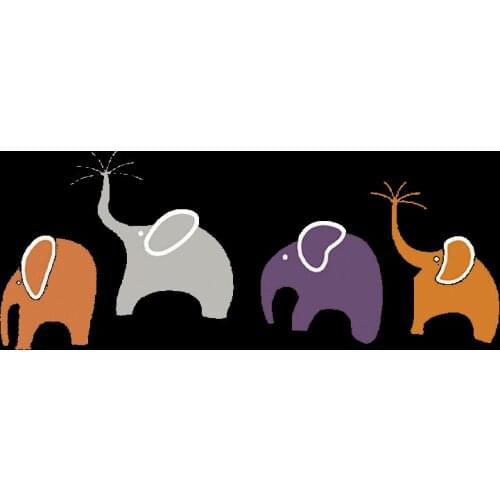 1PCS Animal Four little elephantsFamily Heat transfer Patch Boy Girl Clothes Stickers Stripe T-shirt Sticker DIY Appliques