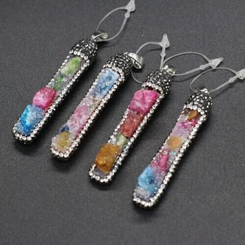 1pcs Natural Stone Pendant Long Strip Shape Charm for Women Jewelry Making Bracelet Necklace Accessories Size 10x55-10x58mm