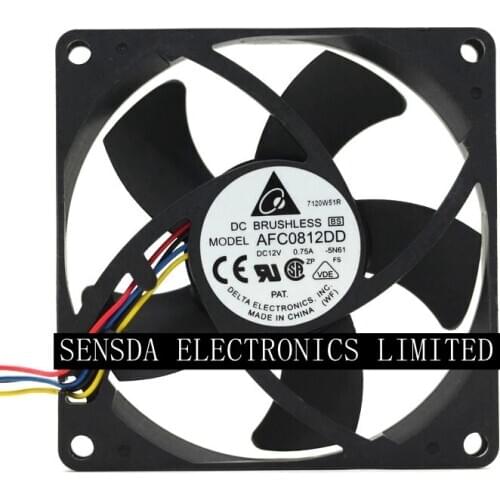 1pcs pwm fan For delta AFC0812DD DC12V 0.75A 8020 8CM 80mm 80x80x20mm 4Pin 4Wire high-speed Cooling Fan