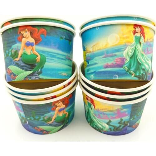 10pcs/lot Mermaid Theme Ice Cream Cups Baby Shower Party Supplies Mermaid Ice Cream Bowl Kids Birthday Party Decoration