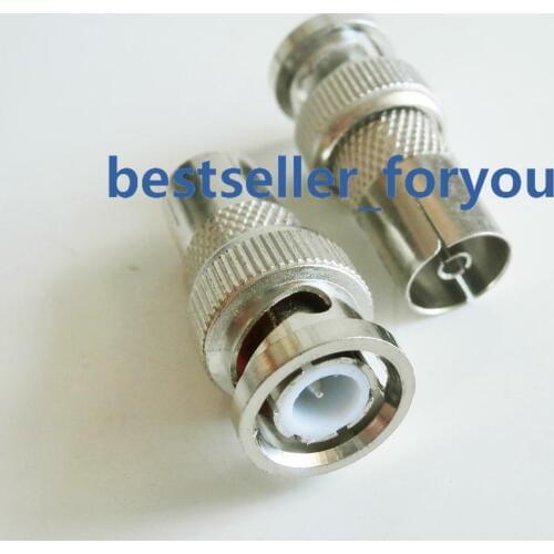 1X Connector BNC Male Plug To PAL IEC DVB-T TV Female Jack Straight Connector Adapter