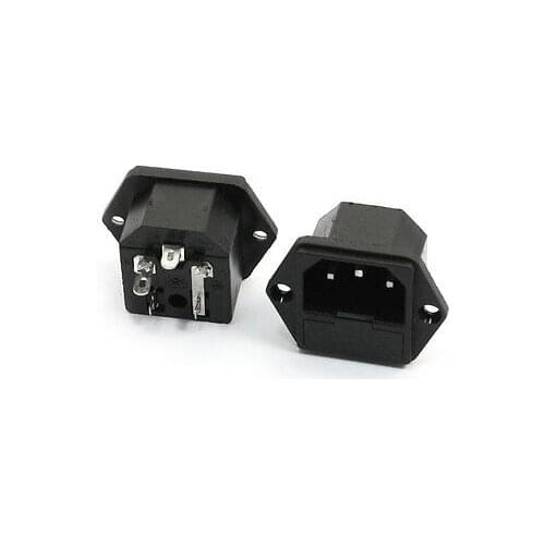 SENKA ELECTRIC 2pcs IEC 320 C14 Male Plug Inlet Panel Socket Connector 10A 250V w Fuse Holder