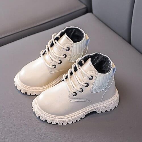 2021 New Autumn Children Martin Boots Leather Kids Shoes Winter Waterproof Non-slip Fashion Toddler Boys Girls Boots 21-30