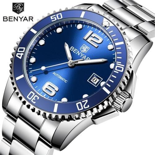 2019 BENYAR Mens watches top brand luxury mechanical watch for men stainless steel automatic watch men Relogio Masculino