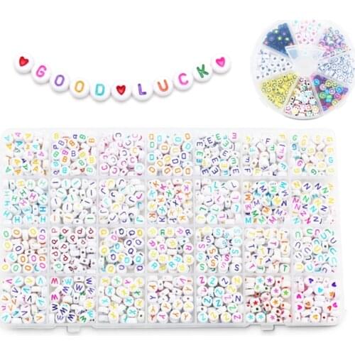 1400PCS Acrylic Round Letter Beads DIY Alphabet Letters Set 4x7mm Beads for Jewelry Making Bracelet Necklace Accessories