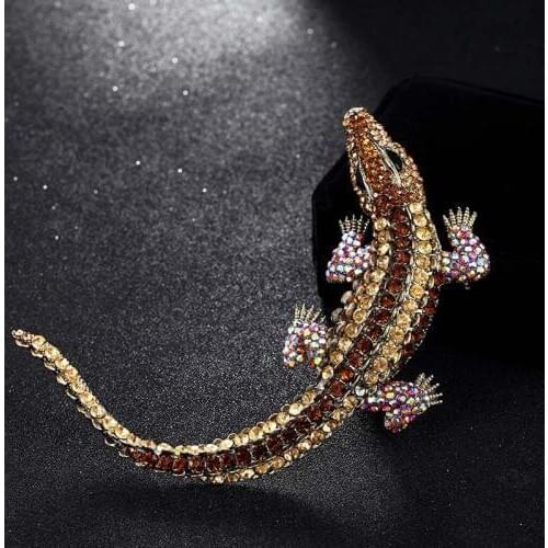Shiny Brand Big Animal Brooches Bouquet Kawaii Crocodile Rhinestone Brooch Bijuterias For Men Jewelry Fashion Man Broches Bijoux