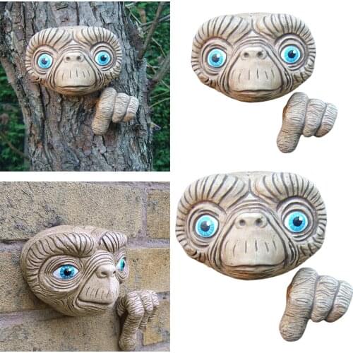Whimsical Alien Tree Face Statue Figure Tree Hugger Peeker Garden Decoration