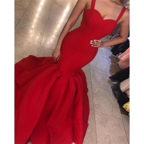 Satin Mermaid Prom Dresses Long 2021 Spaghetti Straps Sweetheart Zipper Back Formal Evening Dress Robe De Soiree