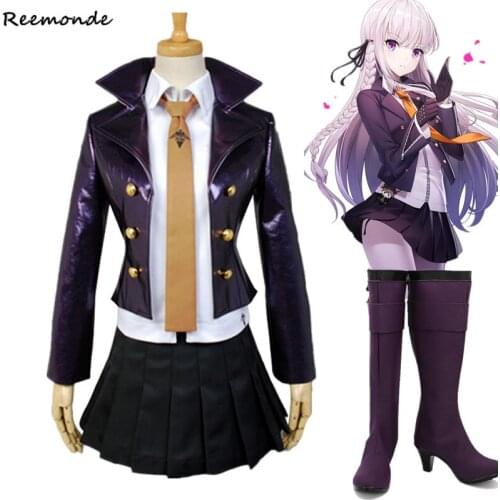 Danganronpa Kirigiri Kyouko Cosplay Costume Dangan Ronpa Coat Shirt Skirt Uniform Wigs Shoes Cos Women Girls Clothes Halloween