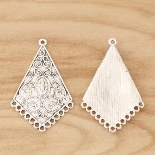 10 Pieces Tibetan Silver Boho Square Chandelier Earring Connector Charms Pendants for Jewellery Accessories 44x28mm
