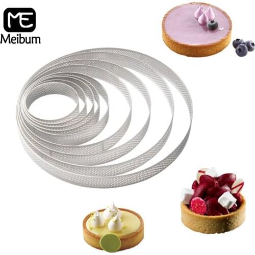 Meibum 9 Sizes Round Stainless Steel Tart Ring French Cheese Mousse Dessert Cake Mold Pizza Fruit Cream Pie Pan Baking Tools