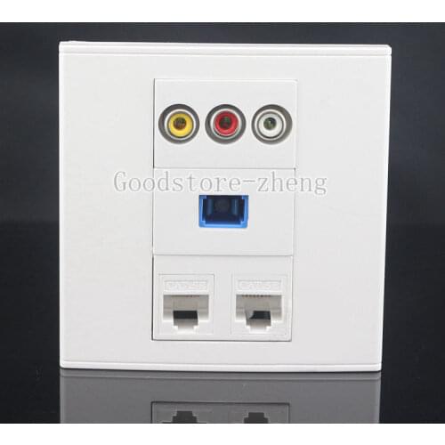 Wall Face Plate RCA AV + SC Fiber + Dual RJ45 Assorted Panel Faceplate Outlet