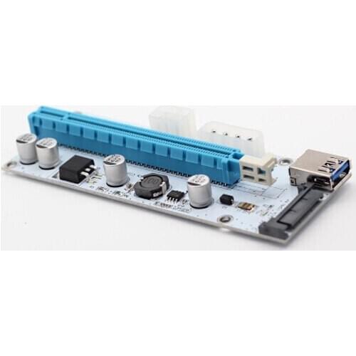 New PCI E Express Riser VER008S 3in1 SATA 4Pin 6Pin Power USB 3.0 PCI-E 1x to 16x PCI-E Riser Card for BTC Antminer Mining Miner