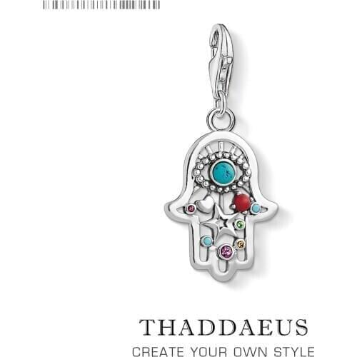 Hand of Fatima Charm with Lobster Clasp Fit Europe Style Bracelet & Necklace High Quality Sterling Silver Charm For Women Bijoux