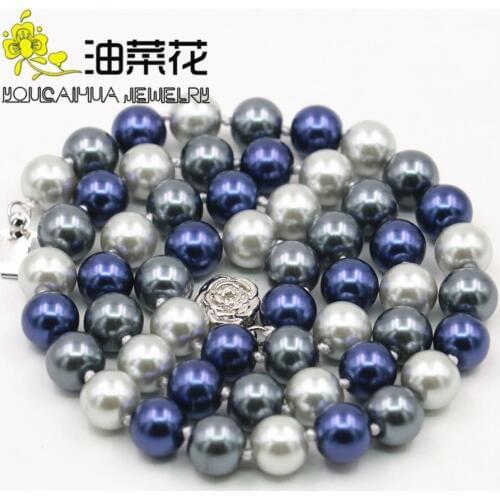 Wholesale And Retail Product Beautiful 8MM Mixed Color Pearl Shell Necklace Hand Made Fashion Jewelry Making Design 18inch