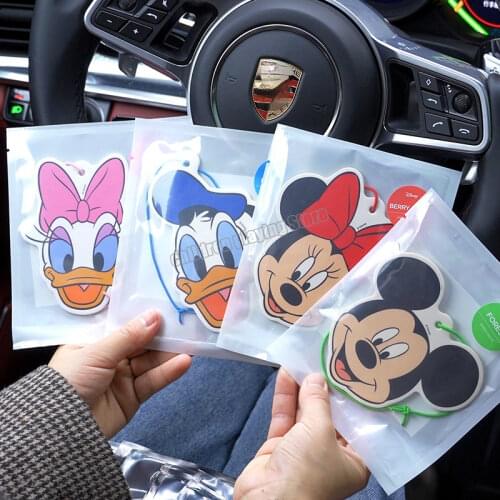 4pcs Disney Mickey Mouse Car Pendant Rearview Mirror Fragrant Piece Pendant Aromatherapy Water Card Removes Odor Car Decoration