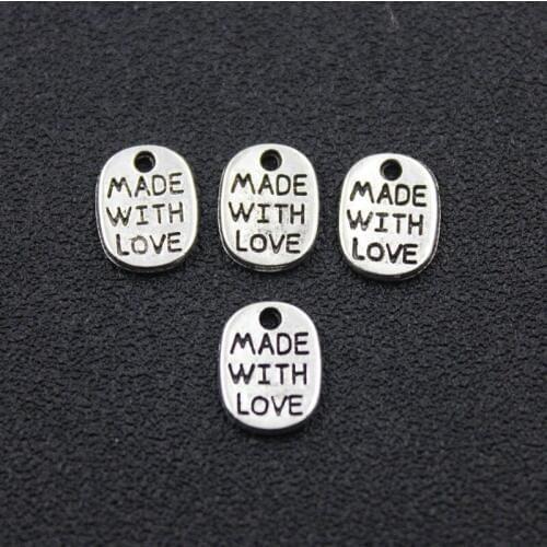 Antique Silver Color Handmade Made with Love pendant Making DIY Handmade Floating Locket Charms 100 pcs/lot ZA1509