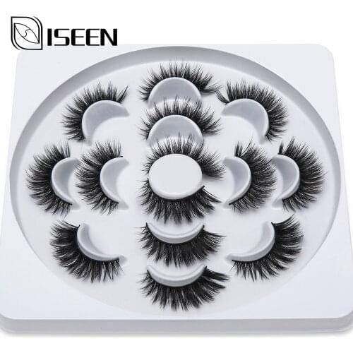 Lashes Faux Mink Eyelashes 7 Pairs Mink Lashes Fluffy Soft Wispy Volume Natural long Cross False Eyelashes Reusable Eyelash
