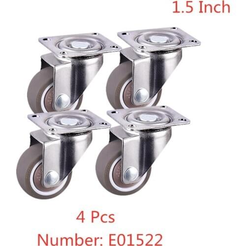 4 Pcs/Lot Casters 1.5 Inch Tpe Mute Wear-Resistant Universal Wheel Flat Movable Caster Single Bearing Rubber Furniture
